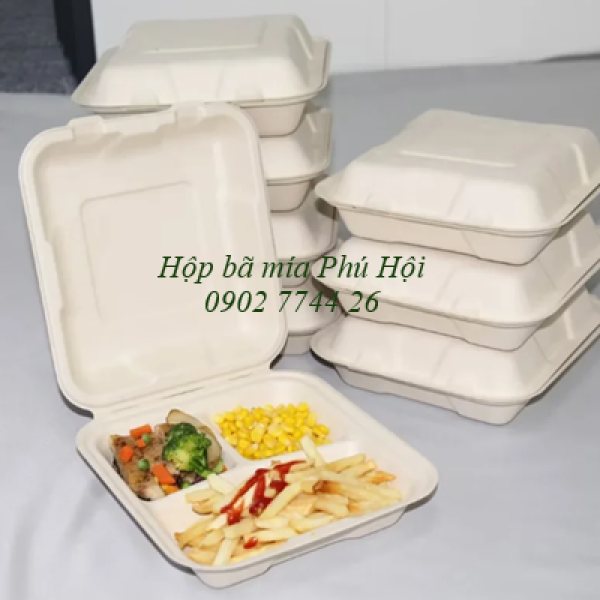 Hộp bã mía 3 ngăn nắp liền tại Quận Thủ Đức TPHCM